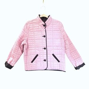 City Blues by Koret Reversible Quilted Jacket Womens Large Pink Black Mock Neck